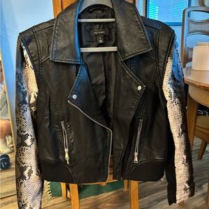 Halogen Snakeskin Black Leather Jacket like new